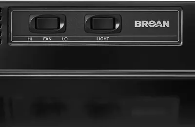 Highlights the product's control interface, showing the fan speed options (HI, FAN, LO) and light control button to help shoppers understand how to operate the appliance.