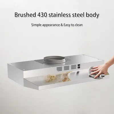 Highlights the product's brushed 430 stainless steel construction and easy-to-clean surface, reassuring shoppers that maintenance is simple and the material is durable and attractive.