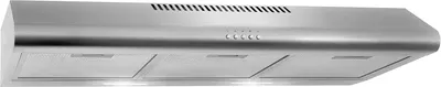Provides a clear, unobstructed view of the range hood's design, finish, and physical appearance for shoppers to evaluate the product's look and build quality.