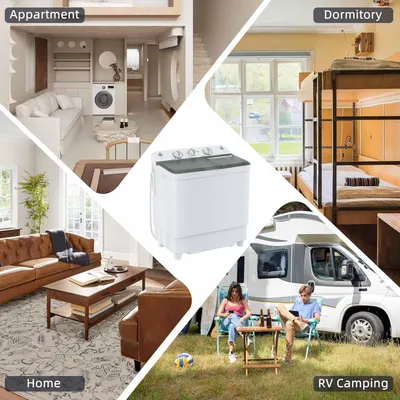 Demonstrates the product's versatility by showing it can be used in multiple living environments including apartments, dormitories, homes, and RV camping scenarios, reassuring shoppers that it's…