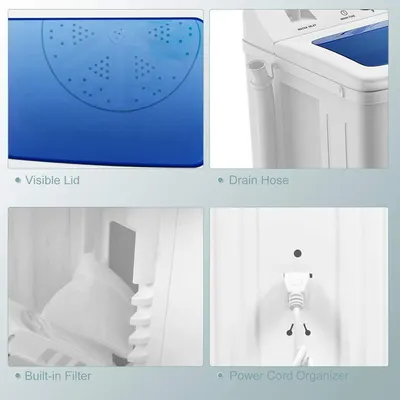 This image breaks down the physical components and structural features of the washing machine to help shoppers understand what parts are included and how the product is designed.