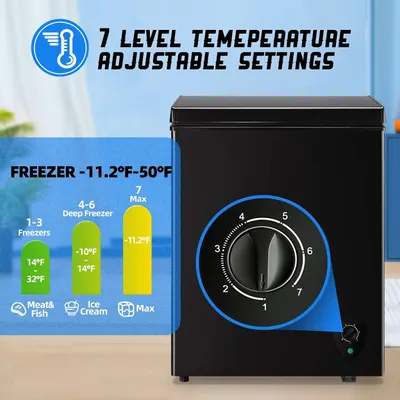 Communicates the product's flexible temperature control feature, reassuring shoppers they can customize freezer settings for different food storage needs.