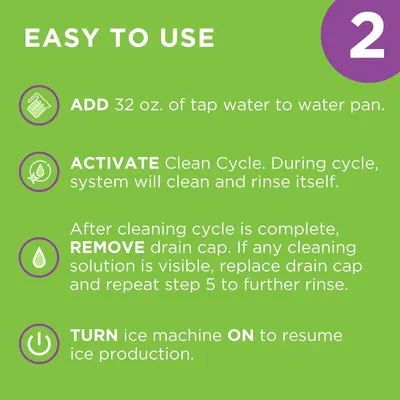 Provides step-by-step instructions for cleaning and maintaining the ice machine, reassuring shoppers that the product is easy to use and maintain.