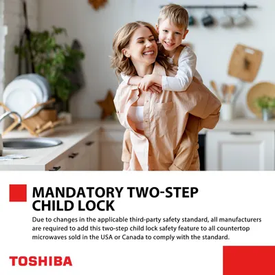 Communicates that the product includes a mandatory two-step child lock feature to reassure parents about child safety and regulatory compliance. Highlights the child lock safety feature as a key…