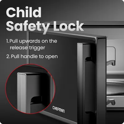Instructs shoppers on how to use the child safety lock feature, providing reassurance that the product is safe for households with children. Highlights the child safety lock feature to reassure…