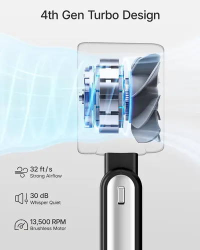 This image reveals the internal engineering and turbo design of the product to communicate advanced technology and build trust in the product's quality and performance. Highlights three distinct…