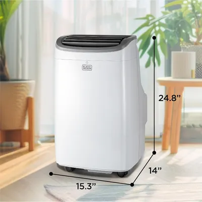 Communicates the exact physical dimensions of the portable air conditioner to help shoppers understand if it will fit in their intended space.