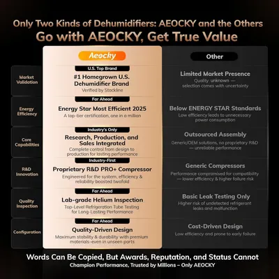 This image positions AEOCKY as the superior choice by systematically comparing its features, certifications, and capabilities against generic competitors across six key dimensions, building trust…