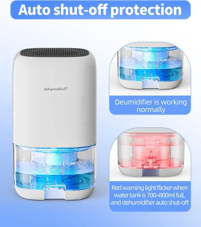 Communicates the safety feature of automatic shut-off when the water tank is full, reassuring shoppers that the dehumidifier prevents overflow and operates safely without constant monitoring.…