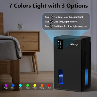 Explains how to operate the color light feature using a simple 3-step tap control system, reassuring shoppers that the lighting modes are easy to use and customize. Highlights the product's 7-color…