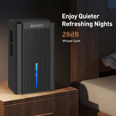 Highlights the product's whisper-quiet 28dB noise level to reassure shoppers that it won't disturb their sleep or daily activities. Communicates the primary benefit of quiet operation for peaceful,…