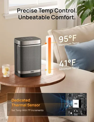 Communicates the precise temperature control range and accuracy of the heater, reassuring shoppers they can achieve exact comfort levels with 1-degree precision. Highlights the internal thermal…