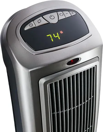 Provides a clear, distraction-free view of the heater's design, control panel, and digital display to help shoppers understand the product's appearance and interface.