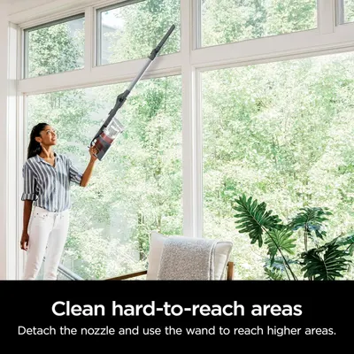 Demonstrates how to use the detachable wand feature to clean hard-to-reach areas like high windows and ceilings, reassuring shoppers of the product's versatility and ease of use. Highlights the…