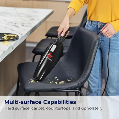 Demonstrates the product's versatility by showing it can clean multiple surfaces including hard surfaces, carpet, countertops, and upholstery, reassuring shoppers of its broad utility. Highlights…