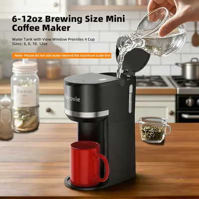 Demonstrates how to use the coffee maker by showing the simple process of filling the water tank, reassuring shoppers that setup and operation are straightforward. Highlights the transparent water…