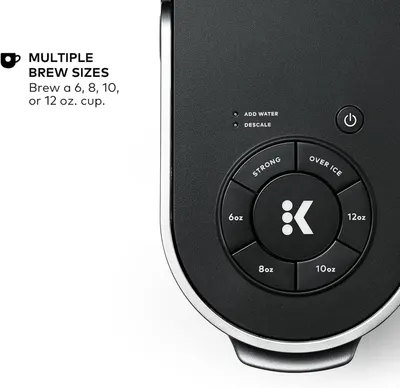 Highlights the product's versatility in brewing multiple cup sizes (6, 8, 10, or 12 oz) to reassure shoppers they can customize their coffee serving size.