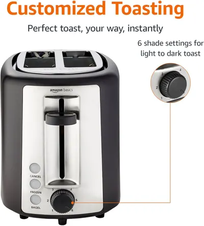 Highlights the physical controls and customization features of the toaster, showing shoppers how to adjust toast darkness and use specialty functions. Communicates the core benefit of personalized…