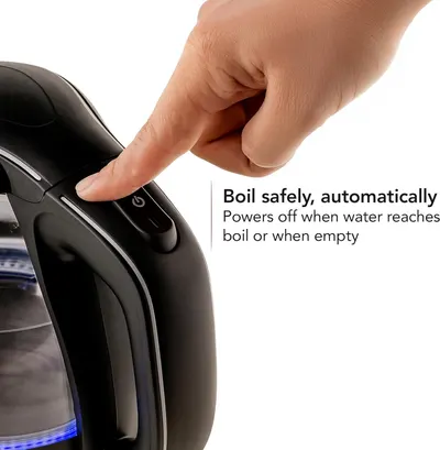 Reassures shoppers that the kettle has a built-in safety mechanism that automatically powers off when water boils or runs empty, preventing accidents and damage. Highlights the convenience and…
