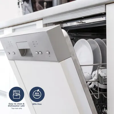 Reassures shoppers that the product is safe and free from harmful chemicals (BPA-free) and easy to maintain (dishwasher safe). Highlights two distinct benefits—ease of cleaning and safety—through…