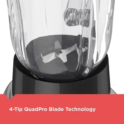Highlights the unique 4-tip blade design to communicate superior blending performance and advanced technology. Communicates the key benefit of the specialized blade system for better blending results.