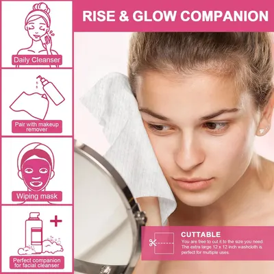 Demonstrates a step-by-step skincare routine showing how to use the washcloth as a companion product with daily cleanser, makeup remover, and face masks to educate shoppers on proper usage. Shows…