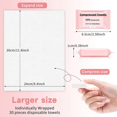 Demonstrates the product's compact compressed size for portability and its larger expanded size for actual use, helping shoppers understand the space-saving convenience and functional dimensions.