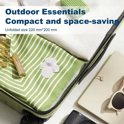 Communicates the product's compact, space-saving design by showing its unfolded dimensions (220mm x 200mm), reassuring shoppers that it's portable and ideal for outdoor use. Highlights the product's…