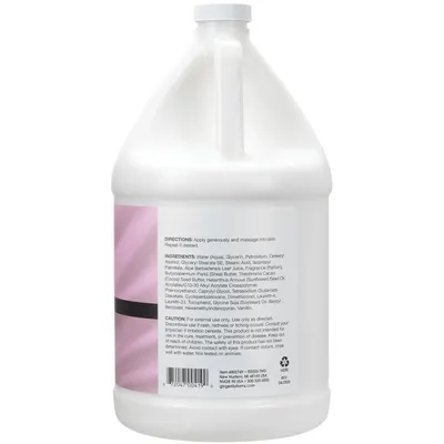 Displays the product in a clean, catalog-style format showing the full bottle with its label containing directions, ingredients, and caution information for shopper reference.