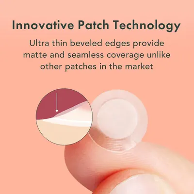 Highlights the innovative layered construction and ultra-thin beveled edge technology that provides seamless, matte coverage superior to competing patches. Communicates that this patch technology…