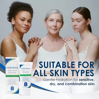 Communicates that the product is gentle and suitable for all skin types including sensitive, dry, and combination skin, reassuring shoppers of its universal compatibility and safety.
