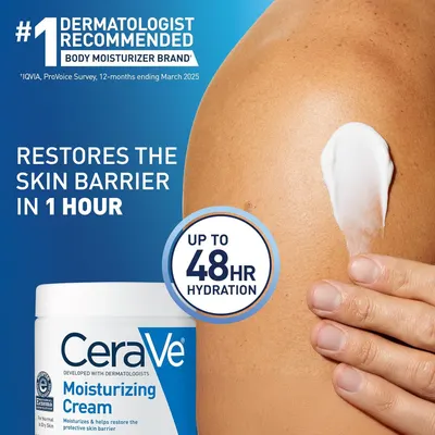 Communicates quantifiable performance claims about how quickly the product restores the skin barrier and how long hydration lasts, building confidence in product efficacy. Establishes credibility…