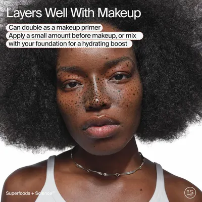 Instructs shoppers on how to use the product as a makeup primer, explaining application methods to achieve a hydrating boost when layered with makeup. Highlights the product's versatility as a…