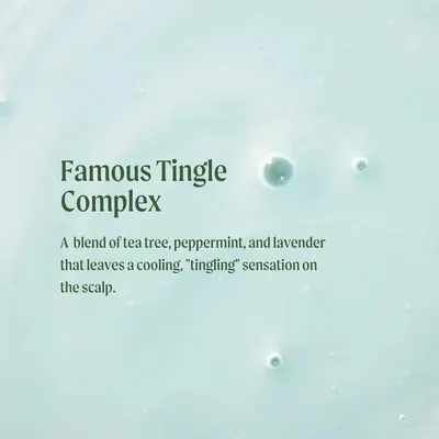 Explains the specific ingredient blend (tea tree, peppermint, lavender) that creates the cooling, tingling sensation on the scalp, helping shoppers understand what makes this product effective.