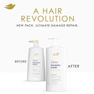 Demonstrates the product transformation from old packaging to new packaging, emphasizing the ultimate damage repair benefit to reassure shoppers of the product's effectiveness and updated…