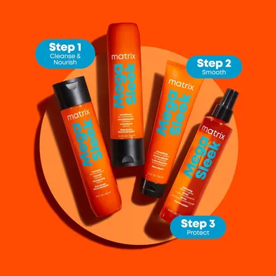 Demonstrates a simple 3-step usage system (Cleanse & Nourish, Smooth, Protect) to help shoppers understand how to use the product line together for optimal results.