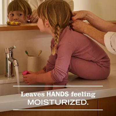 Communicates that the product leaves hands feeling moisturized after use, reassuring shoppers that it provides gentle, hydrating care suitable for children.