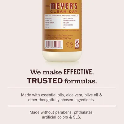 Communicates the brand's commitment to effective, trusted formulas by highlighting what the product is made with (natural ingredients) and what it's made without (harmful chemicals), building trust…
