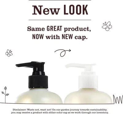 Informs shoppers that the product has a new look with an updated cap design, while reassuring them that the product formula and quality remain the same.