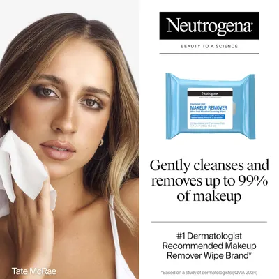 Communicates the product's high performance with a bold quantifiable claim (removes up to 99% of makeup) to reassure shoppers of its effectiveness. Highlights the product's gentle yet effective…