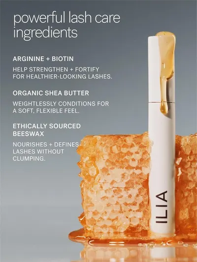 Communicates the key ingredient benefits of the lash care product, highlighting multiple powerful ingredients that strengthen, condition, and nourish lashes to reassure shoppers of the product's…