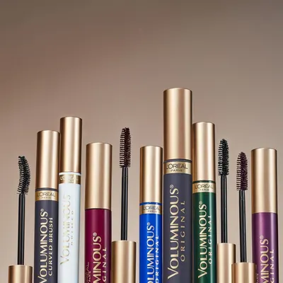 Displays the L'Oréal Paris mascara product lineup to help shoppers understand the variety of options available within the brand's mascara collection.