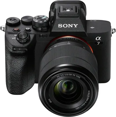 Displays the Sony Alpha 7 camera with lens in a clean, catalog-style presentation to show the product clearly without distractions.