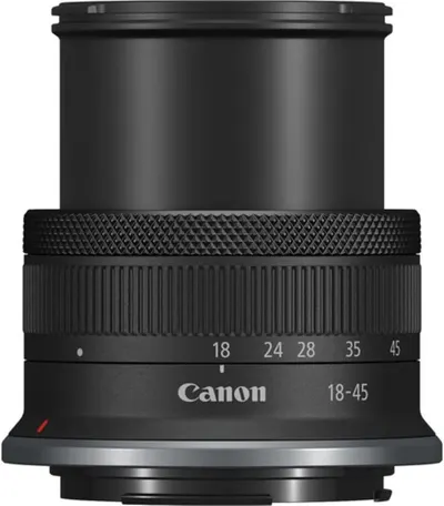 Provides a clean, catalog-style product image showing the Canon 18-45mm lens on a white background with no distractions, allowing shoppers to clearly see the product's physical appearance and design.