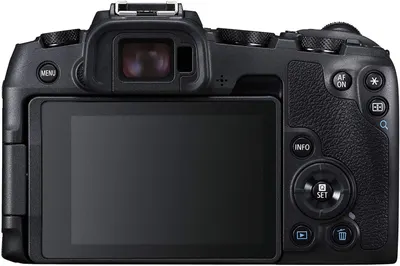 Provides a clean, catalog-style view of the camera's back panel showing the screen and controls without any distractions, allowing shoppers to see the product clearly.