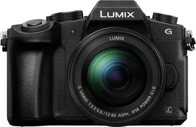 Provides a clean, catalog-style product image showing the Lumix G camera with lens in full detail against a white background for clear product visualization.