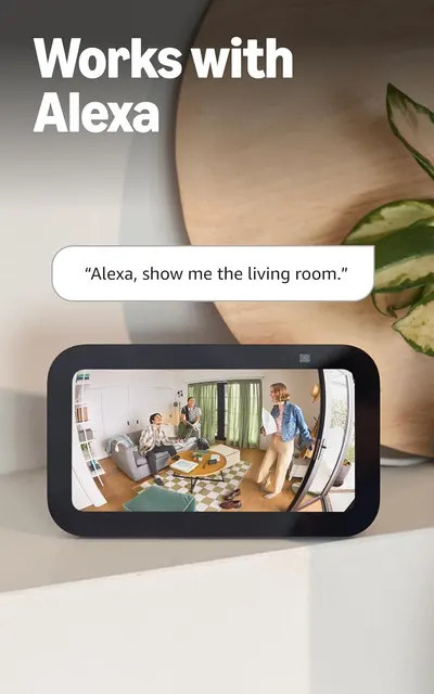 Demonstrates that the product is compatible with Alexa voice assistant and can be used for smart home control, specifically showing how users can view camera feeds through voice commands. Highlights…