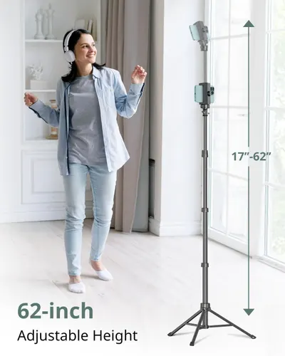 Communicates the physical height adjustability of the product (17-62 inches) to help shoppers understand its size flexibility and suitability for different use cases.