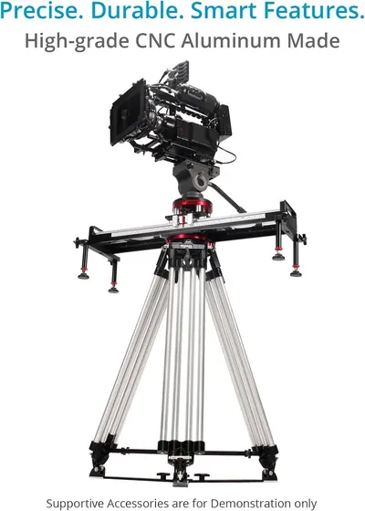 Communicates the high-quality material construction (CNC aluminum) to reassure professional videographers of the product's precision, durability, and smart engineering.