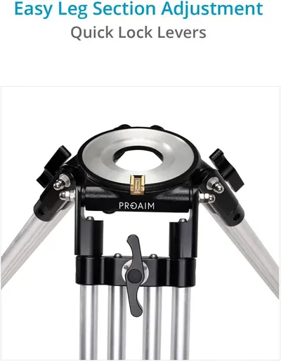 Highlights the adjustable leg mechanism and quick lock levers to show shoppers how the product can be easily customized for height and stability.